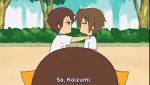  animated animated_gif chibi confession koizumi_itsuki kyon lowres suzumiya_haruhi suzumiya_haruhi-chan_no_yuuutsu suzumiya_haruhi_no_yuuutsu yaoi 
