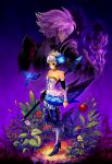  1girl armor armored_dress bird character_request gwendolyn odin_sphere oropi oswald polearm purple_hair spear standing weapon 