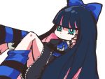  blue_hair bow multicolored_hair panty_&amp;_stocking_with_garterbelt pink_hair solo stocking_(character) stocking_(psg) thighhighs two-tone_hair 