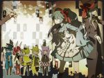  alice_(wonderland) alice_(wonderland)_(cosplay) animal_ears book bow bunny_ears cosplay crown dress formal gloves hair_bow hair_ribbon hat hatsune_miku kagamine_len kagamine_rin kaito kneehighs megurine_luka meiko mohikan5 pantyhose quill rabbit_ears ribbon scarf suit top_hat vocaloid 