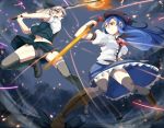  battle black_legwear black_panties black_thighhighs highres hinanawi_tenshi katana konpaku_youmu multiple_girls panties pantyshot sparks sword sword_of_hisou thighhighs touhou umakatsuhai underwear weapon 