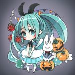  00tuma00 1girl aqua_eyes aqua_hair chibi halloween hatsune_miku long_hair original twintails vocaloid 