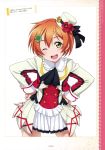  artist_request blush green_eye happy hoshizora_rin love_live!_school_idol_project official_art orange-hair short_hair skirt wink 