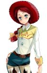  blush braid cowboy_hat hand_on_hip hat highres hips jessie_(toy_story) jessie_the_yodeling_cowgirl kurabayashi long_hair personification pixar red_hair redhead smile toy_story western 