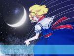  alice_margatroid blonde_hair blue_eyes crescent_moon hue_white moon profile snow solo string touhou 
