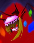  am24 blonde_hair bow creepy flandre_scarlet grin hat red_eyes touhou wings 