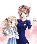  adidas argentina atelier atelier_(series) atelier_rorona atelier_totori blue_eyes brown_hair cuderia_von_feuerbach hat japan kaiga long_hair rororina_fryxell soccer_uniform two_side_up world_cup 