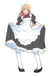  blonde_hair long_hair maid maid_headdress mibu_natsuki original pantyhose skirt skirt_lift solo 