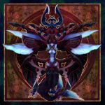  blue_skin bondage breasts cleavage elbow_gloves esper final_fantasy final_fantasy_xii gloves mask mateus monster pochiharu pochiharu_(artist) polearm solo tattoo trident weapon 