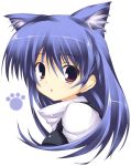 :o bad_id blue_hair cat_ears looking_at_viewer original paw_print red_eyes simple_background solo takesinobu 