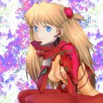  blue_eyes breasts cleavage evangelion:_2.0_you_can_(not)_advance highres kikumaru_bunta long_hair microphone neon_genesis_evangelion plugsuit rebuild_of_evangelion shikinami_asuka_langley smile soryu_asuka_langley souryuu_asuka_langley test_plugsuit 