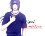  akatsuki_(naruto) hand_on_chest long_hair looking_at_viewer male naruto necklace open_mouth red_eyes simple_background solo t-shirt text uchiha_itachi white_background 