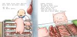  children&#039;s_book children's_book facial_hair food harada_midori meat mustache original pig sausage solo translated translation_request 