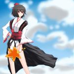  black_hair fan hat japanese_clothes red_eyes shameimaru_aya short_hair solo suka0 tokin_hat touhou 