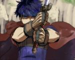  blue_hair cape fire_emblem fire_emblem:_souen_no_kiseki gloves ike mezasi nintendo sword weapon 