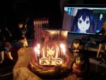  birthday black_hair cake candle computer figure food k-on! kotobuki_tsumugi lonely nakano_azusa nendoroid photo twintails 