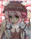  animal_ears arm_grab blush ear_blush hat highres holding_hands lying mouth_hold mystia_lorelei on_back perspective pink_hair pocky pov short_hair solo touhou urimono wings yellow_eyes 
