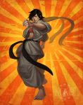  black_hair dougi feet foreshortening hands kuroitora makoto oversized_clothes realistic scarf short_hair street_fighter street_fighter_iii:_3rd_strike tomboy 