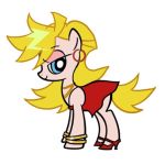  animalization blonde_hair blue_eyes bracelet dress earrings horse jewelry long_hair lowres my_little_pony my_little_pony:_friendship_is_magic my_little_pony_friendship_is_magic panty_&amp;_stocking_with_garterbelt panty_(character) panty_(psg) parody solo style_parody transformation 