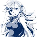  bare_shoulders breasts dress earrings impossible_clothes impossible_clothing impossible_shirt jewelry large_breasts lipstick long_hair makeup monochrome panty_&amp;_stocking_with_garterbelt panty_(character) panty_(psg) ryuuki_(hydrangea) shirt solo 