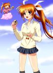  blue_eyes brown_hair card cherry cosplay diesel-turbo food fruit holding holding_card holding_fruit long_hair lyrical_nanoha mahou_shoujo_lyrical_nanoha mahou_shoujo_lyrical_nanoha_strikers raising_heart school_uniform seiyuu_connection seiyuu_joke takamachi_nanoha tamura_yukari twintails yamada&#039;s_erogami yamada's_erogami yamada_(b-gata_h-kei) yamada_(b-gata_h-kei)_(cosplay) 