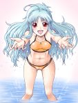  abs ahoge aliasse bikini long_hair midriff navel open_mouth outstretched_arms red_eyes senjou_no_valkyria senjou_no_valkyria_2 swimsuit tankini 