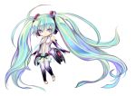  absurdres aqua_hair blue_eyes chibi elbow_gloves gloves hatsune_miku hatsune_miku_(append) highres long_hair miku_append simple_background solo tsunoyomogi_amahashi twintails very_long_hair vocaloid vocaloid_append white 