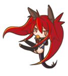  black_thighhighs blush_stickers chibi dragon_girl dragon_tail eating food horns lowres nefarian onyxia orange_eyes personification red_hair redhead ribbon tail thigh-highs thighhighs twintails warcraft world_of_warcraft 