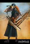  boots brown_hair commentary_request gloves highres horns katana letterboxed multiple_swords outside_of_border pixiv_fantasia pixiv_fantasia_3 sword teeth weapon yuzu_shio 