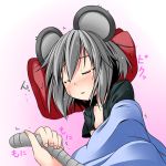  blush closed_eyes eyes_closed grey_hair holding_another's_tail ichimi mouse_ears mouse_tail nazrin pillow sleeping tail tail_grab touhou trembling 