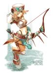  arrow bow_(weapon) earrings eyepatch hat jewelry monster_girl navel pointy_ears satyr tartaros_online weapon 
