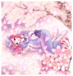  douji japanese_clothes lying petals pink_eyes pink_hair saigyouji_yuyuko short_hair touhou 
