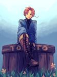  boots box flower formal male northern_italy_(hetalia) personification red_hair redhead sitting smile tnmp tomato 