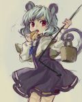  ama-tou animal_ears basket capelet cheese grey_hair jewelry mouse_ears mouse_tail nazrin pendant red_eyes solo tail touhou 