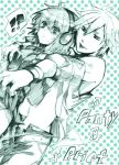  !? belt blush brief brief_(character) brief_(psg) chocora11 genderswap green headphones monochrome open_clothes open_mouth panty_&amp;_stocking_with_garterbelt panty_(character) panty_(psg) pixiv_manga_sample short_hair sketch surprised tongue undressing 