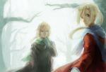  alphonse_elric blonde_hair brothers coat edward_elric forest fullmetal_alchemist gloves highres looking_back minako_(mdr) multiple_boys nature ponytail scarf siblings white_gloves winter yellow_eyes 