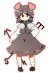  animal_ears bad_id dress grey_hair jewelry matatabi_maru mouse_ears mouse_tail nazrin necklace pendant red_eyes short_hair solo tail touhou 