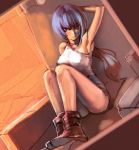  blue_hair boots bow_(artist) bow_(bhp) legs long_hair original shorts solo 