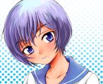  face grey_hair original sabusuka school_uniform serafuku short_hair silver_hair solo 