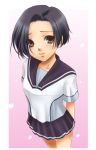  brown_eyes kobayakawa_rinko love_plus school_uniform short_hair simple_background sinko skirt smile snow 