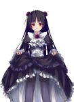  bad_id black_hair black_legwear black_pantyhose blush dress dress_lift flower gokou_ruri gothic_lolita hairband ite_fuji kepon lolita_fashion long_hair mole open_mouth ore_no_imouto_ga_konna_ni_kawaii_wake_ga_nai pantyhose purple_rose red_eyes rose skirt skirt_lift slip_skirt solo 