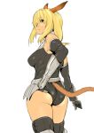  animal_ears armor ass blonde_hair cat_ears final_fantasy final_fantasy_xi gloves leotard long_hair mithra tail thigh-highs thighhighs 