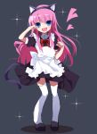  apron blue_eyes cat_ears cat_pose cauliflower_(artist) cute fake_animal_ears long_hair maid open_mouth paw_pose pink_hair ribbon sherlock_shellingford tail tantei_opera_milky_holmes thigh-highs thighhighs 