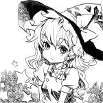  ama-tou braid bust face hat kirisame_marisa monochrome side_braid sketch touhou witch witch_hat 