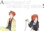  aoyama bad_id belt blue_eyes bowtie brother_and_sister engrish hair_bobbles hair_ornament melt_(artist) necktie ranguage red_hair red_string seifuku siblings skirt thigh-highs thighhighs umineko_no_naku_koro_ni ushiromiya_ange ushiromiya_battler 