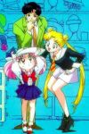   bishoujo_senshi_sailor_moon chiba_mamoru chibi_usa family hat high_heels necktie tsukino_usagi  