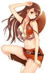  alternate_outfit belly_button belt boots breasts brown_hair cleavage cowboy cowboy_hat cowgirl final_fantasy final_fantasy_vii hat hijiri_ruka long_hair midriff navel shorts solo tifa_lockhart western 