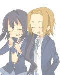  brown_hair closed_eyes eyes_closed k-on! nakano_azusa s_ko school_uniform short_hair tainaka_ritsu twintails 