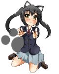 blush cat_ears highres k-on! kneeling nakano_azusa school_uniform shi_ecchi 