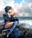  bishoujo_senshi_sailor_moon blue_eyes blue_hair boots mizuno_ami ocean sailor_mercury scarf water wet wind 